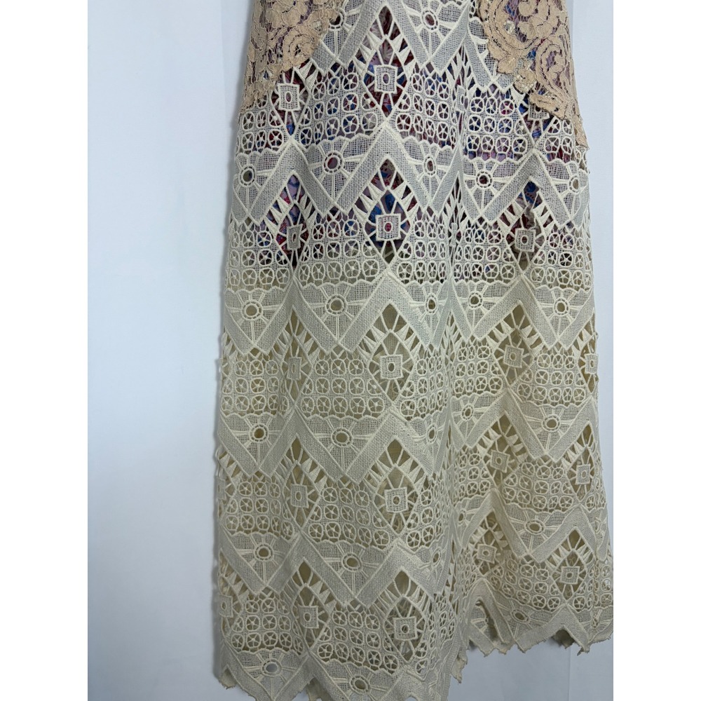 Free People Boho Crochet Festival Lace Paisley Maxi Dress Purple Size 10 Event - Picture 2 of 15